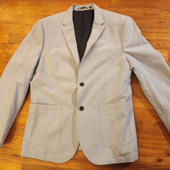 Other - Light Blue Men's H&M 100% Cotton Blazer with Elbow Patches Size 44R Excellent